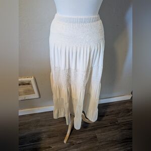 Cottage Core Elastic Waist A Line Skirt In‎ Off White Sz Small